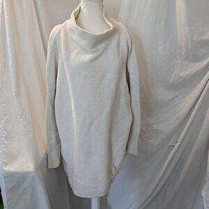 Free People Ottoman Slouchy Tunic Sweater Cream Size XL Ribbed Oversized